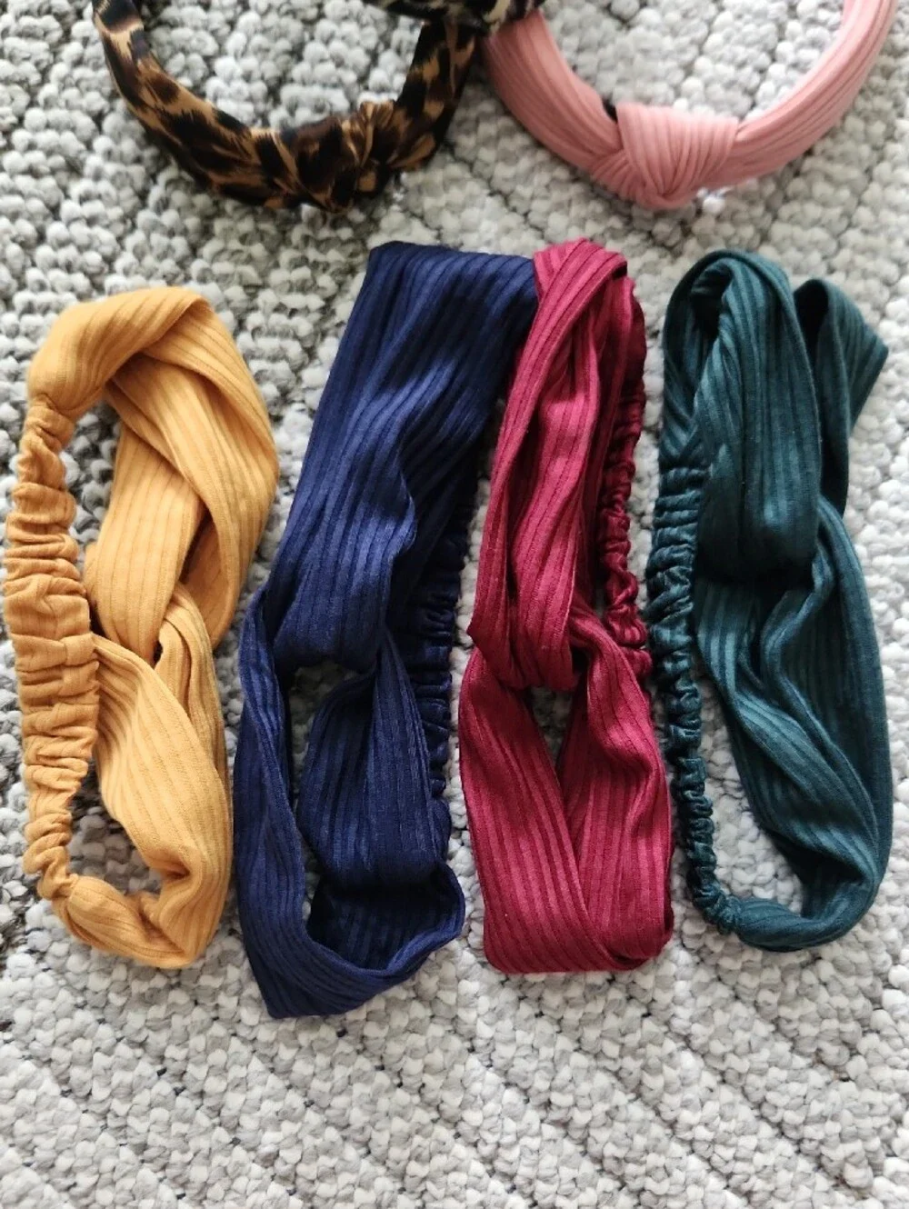 7 Assorted Knot Headbands - Pink, Leopard & Multicolor Set